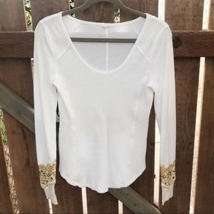 free people white embroidered thermal size s